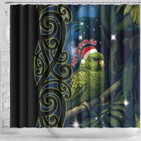New Zealand Christmas Shower Curtain Cute Kakapo Meri Kirihimete Maori Koru LT14 - Polynesian Pride