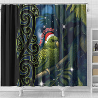New Zealand Christmas Shower Curtain Cute Kakapo Meri Kirihimete Maori Koru LT14 - Polynesian Pride