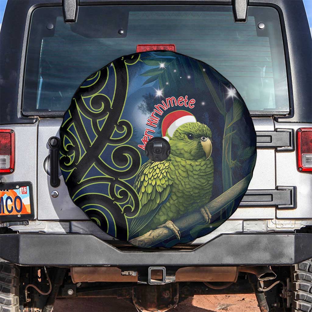 New Zealand Christmas Spare Tire Cover Cute Kakapo Meri Kirihimete Maori Koru LT14 Blue - Polynesian Pride