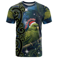 New Zealand Christmas T Shirt Cute Kakapo Meri Kirihimete Maori Koru LT14 Blue - Polynesian Pride