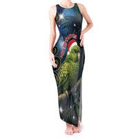 New Zealand Christmas Tank Maxi Dress Cute Kakapo Meri Kirihimete Maori Koru LT14 Women Blue - Polynesian Pride