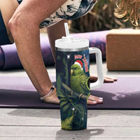 New Zealand Christmas Tumbler With Handle Cute Kakapo Meri Kirihimete Maori Koru LT14 - Polynesian Pride