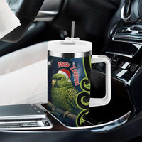 New Zealand Christmas Tumbler With Handle Cute Kakapo Meri Kirihimete Maori Koru LT14 - Polynesian Pride