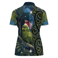 New Zealand Christmas Women Polo Shirt Cute Kakapo Meri Kirihimete Maori Koru LT14 - Polynesian Pride