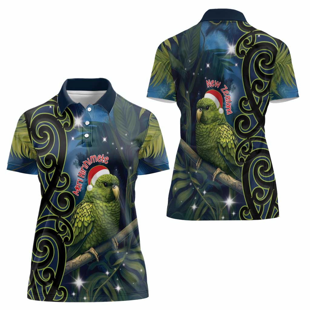 New Zealand Christmas Women Polo Shirt Cute Kakapo Meri Kirihimete Maori Koru LT14 - Polynesian Pride