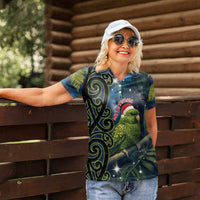 New Zealand Christmas Women Polo Shirt Cute Kakapo Meri Kirihimete Maori Koru LT14 - Polynesian Pride