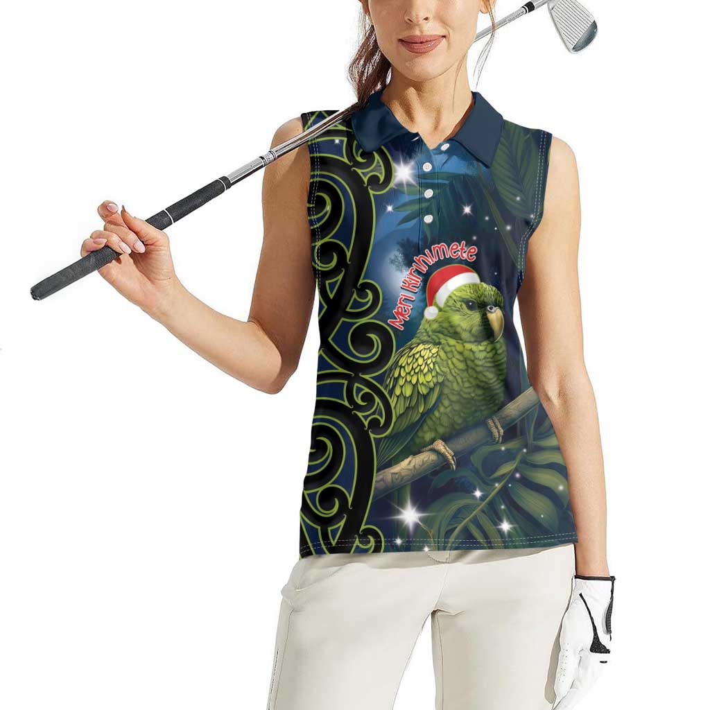 New Zealand Christmas Women Sleeveless Polo Shirt Cute Kakapo Meri Kirihimete Maori Koru LT14 - Polynesian Pride
