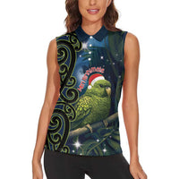 New Zealand Christmas Women Sleeveless Polo Shirt Cute Kakapo Meri Kirihimete Maori Koru LT14 - Polynesian Pride