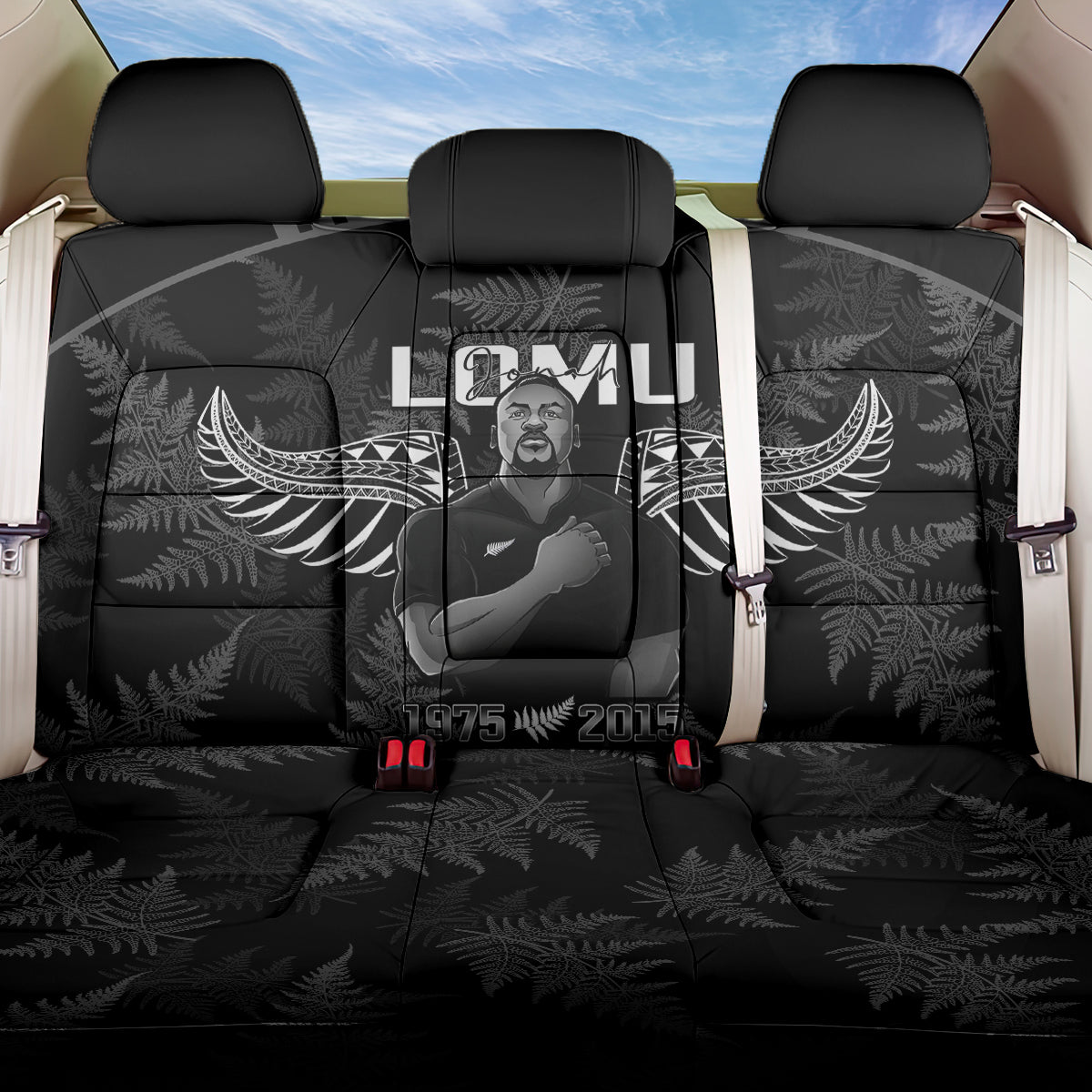 New Zealand Silver Fern Rugby Back Car Seat Cover Aotearoa Godfather Proud Gone But Never Forgotten LT14 One Size Black - Polynesian Pride