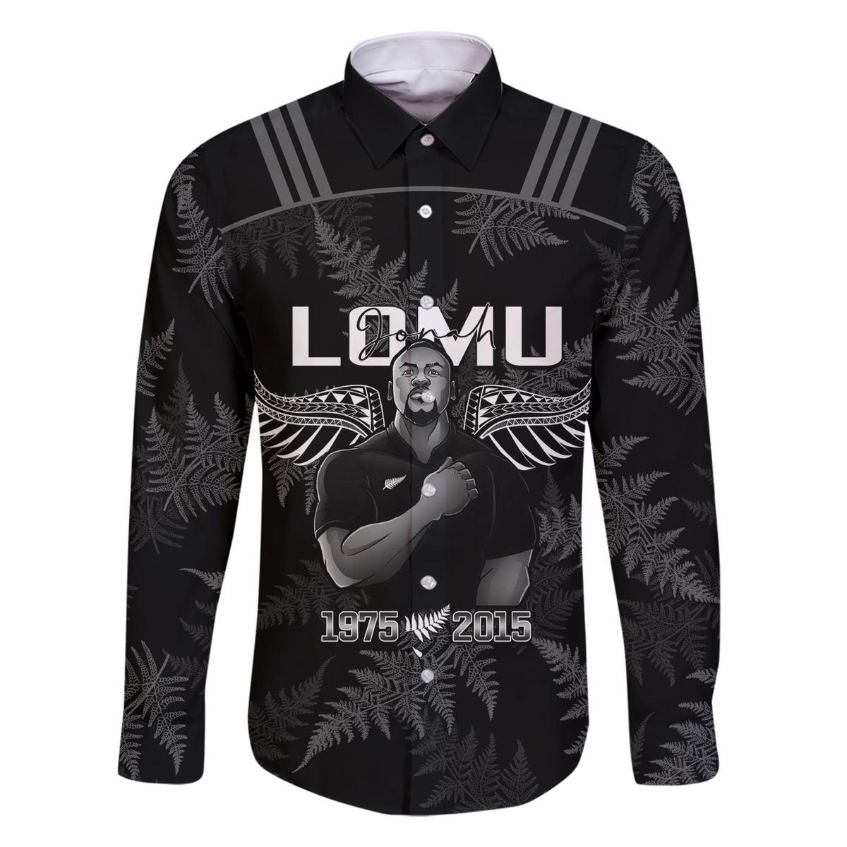 New Zealand Silver Fern Rugby Family Matching Short Sleeve Bodycon Dress and Hawaiian Shirt Aotearoa Godfather Proud Gone But Never Forgotten LT14 Dad's Shirt - Long Sleeve Black - Polynesian Pride