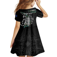 Personalised New Zealand Silver Fern Rugby Family Matching Off Shoulder Long Sleeve Dress and Hawaiian Shirt Paua Shell With Champions Trophy History NZ Forever LT14 - Polynesian Pride