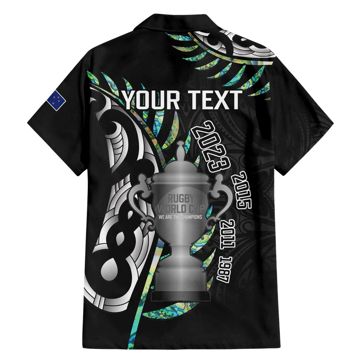 Personalised New Zealand Silver Fern Rugby Hawaiian Shirt Paua Shell With Champions Trophy History NZ Forever LT14 - Polynesian Pride