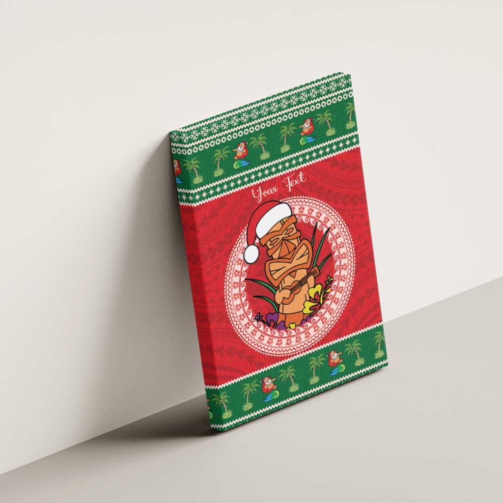 Personalized Hawaii Christmas Canvas Wall Art Tiki Santa Mele Kalikimaka