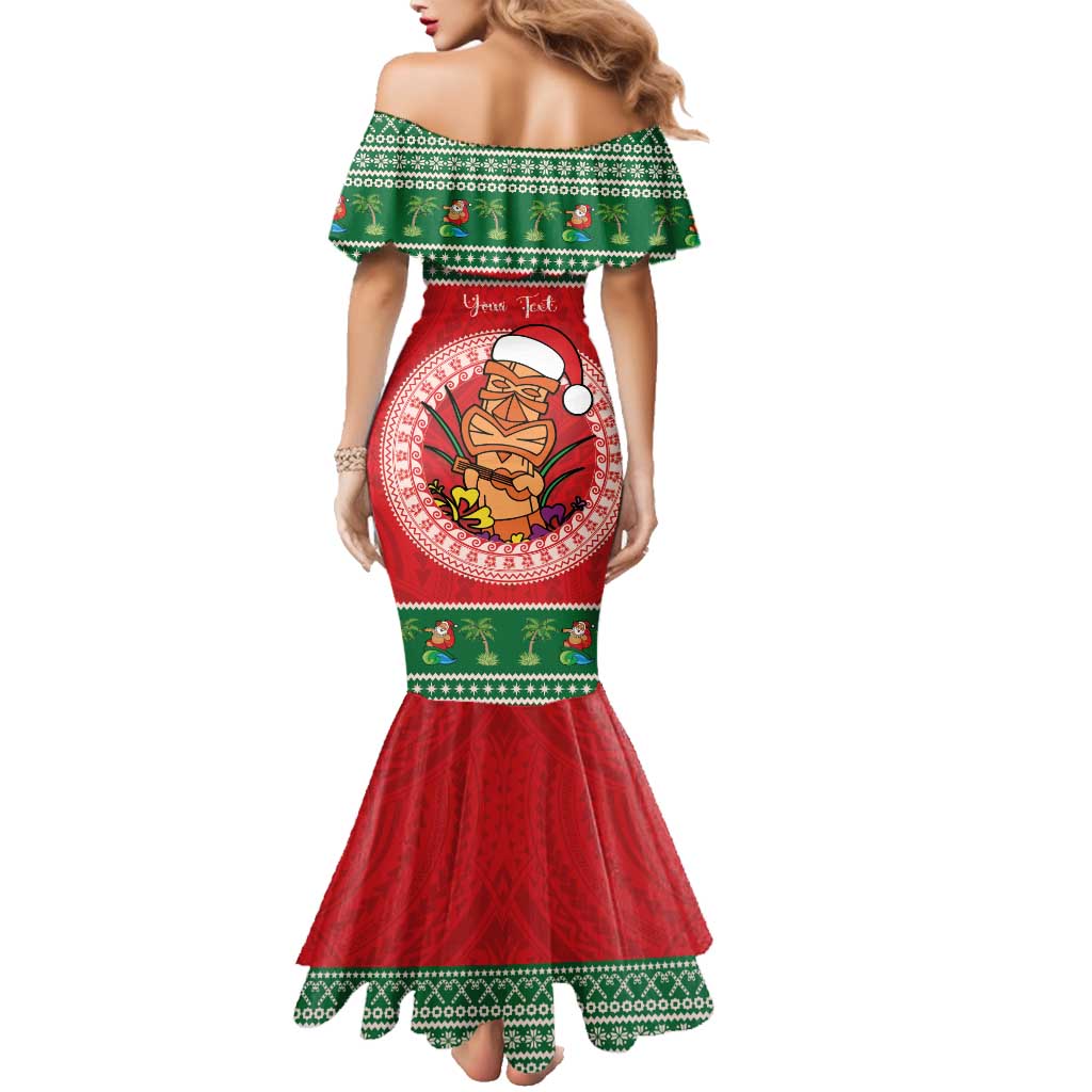 Personalized Hawaii Christmas Family Matching Mermaid Dress and Hawaiian Shirt Tiki Santa Mele Kalikimaka LT14 - Polynesian Pride
