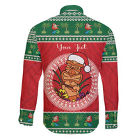 Personalized Hawaii Christmas Family Matching Off Shoulder Maxi Dress and Hawaiian Shirt Tiki Santa Mele Kalikimaka LT14 - Polynesian Pride