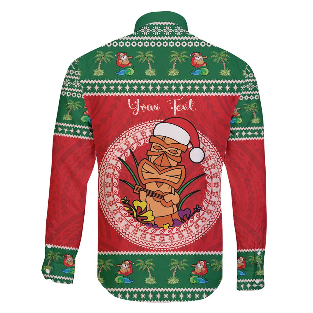 Personalized Hawaii Christmas Family Matching Off Shoulder Short Dress and Hawaiian Shirt Tiki Santa Mele Kalikimaka LT14 - Polynesian Pride