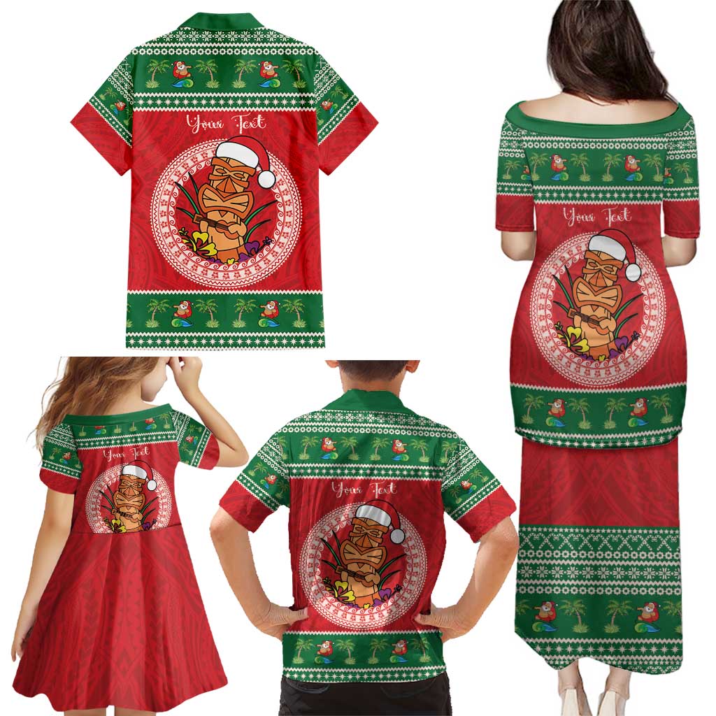 Personalized Hawaii Christmas Family Matching Puletasi and Hawaiian Shirt Tiki Santa Mele Kalikimaka LT14 - Polynesian Pride