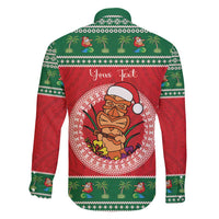 Personalized Hawaii Christmas Family Matching Short Sleeve Bodycon Dress and Hawaiian Shirt Tiki Santa Mele Kalikimaka