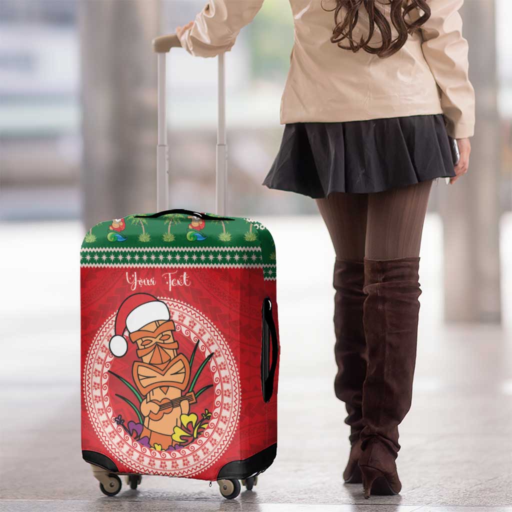 Personalized Hawaii Christmas Luggage Cover Tiki Santa Mele Kalikimaka
