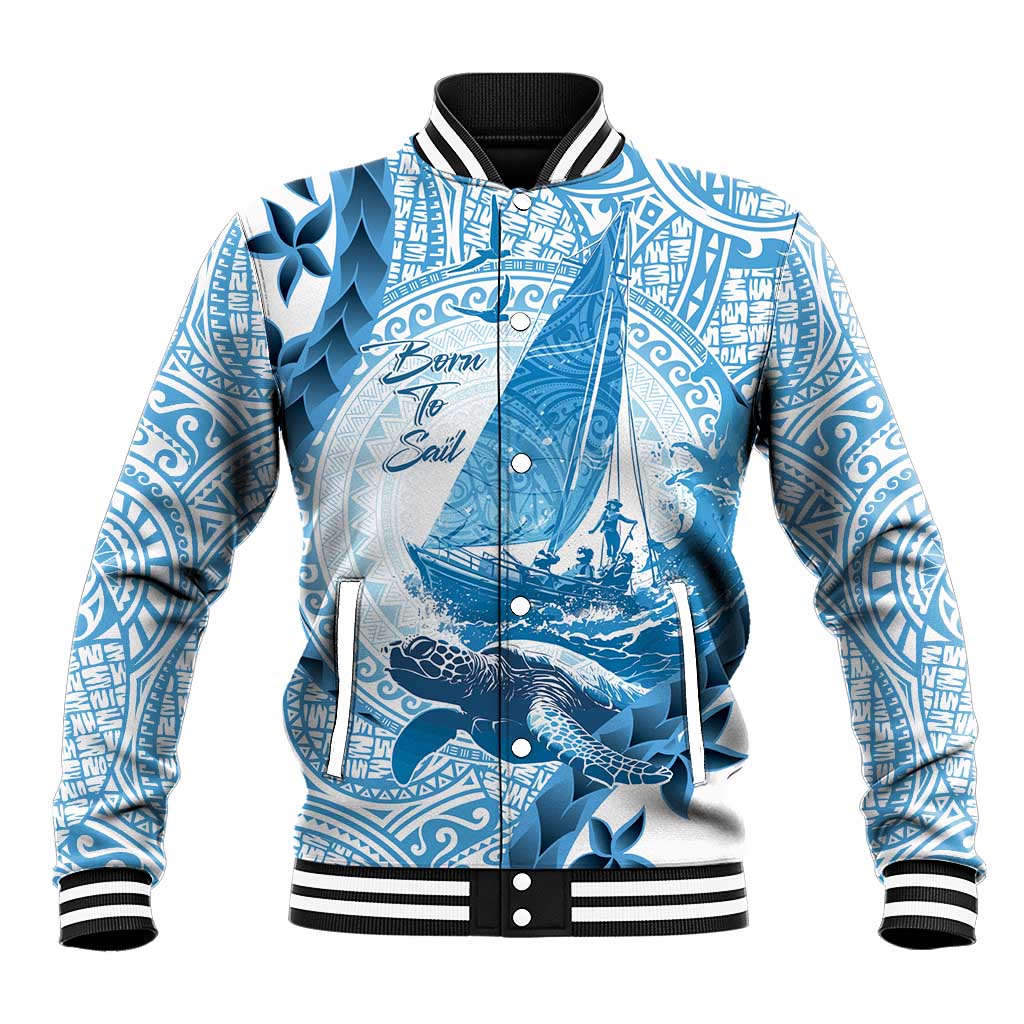 New Zealand Sailing Baseball Jacket Aotearoa Yacht Racing - Born To Sail LT14 Unisex Blue - Polynesian Pride