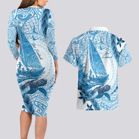 New Zealand Sailing Couples Matching Long Sleeve Bodycon Dress and Hawaiian Shirt Aotearoa Yacht Racing - Born To Sail LT14 - Polynesian Pride