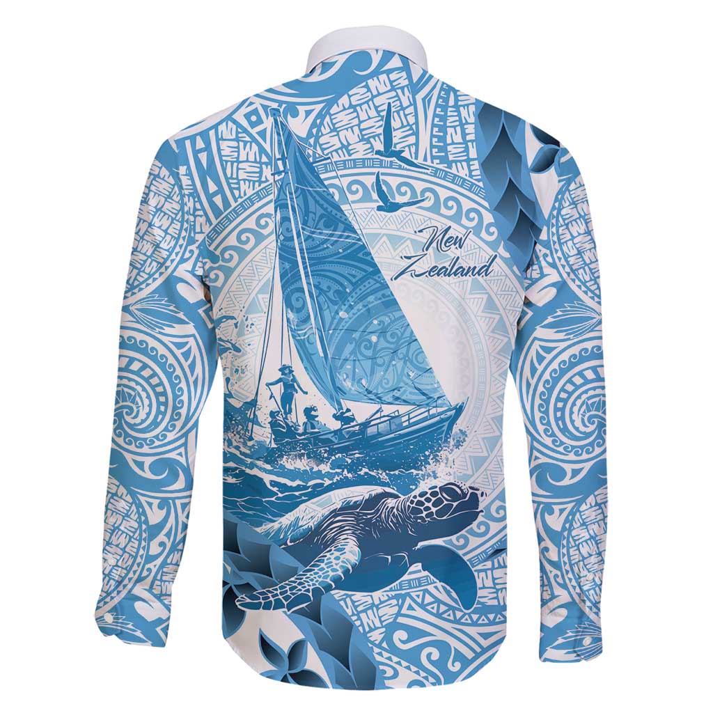 New Zealand Sailing Family Matching Off Shoulder Maxi Dress and Hawaiian Shirt Aotearoa Yacht Racing - Born To Sail LT14 - Polynesian Pride