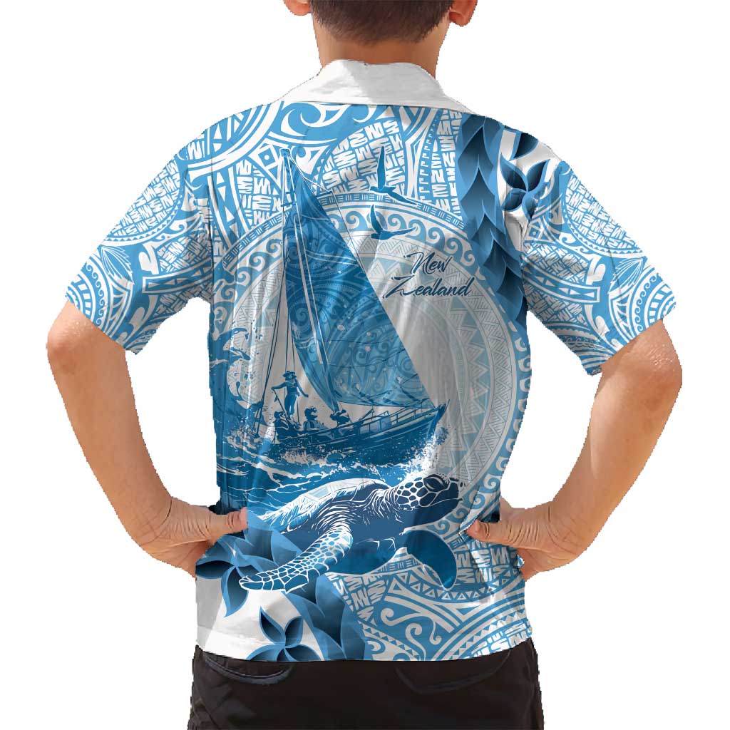 New Zealand Sailing Family Matching Off Shoulder Short Dress and Hawaiian Shirt Aotearoa Yacht Racing - Born To Sail LT14 - Polynesian Pride