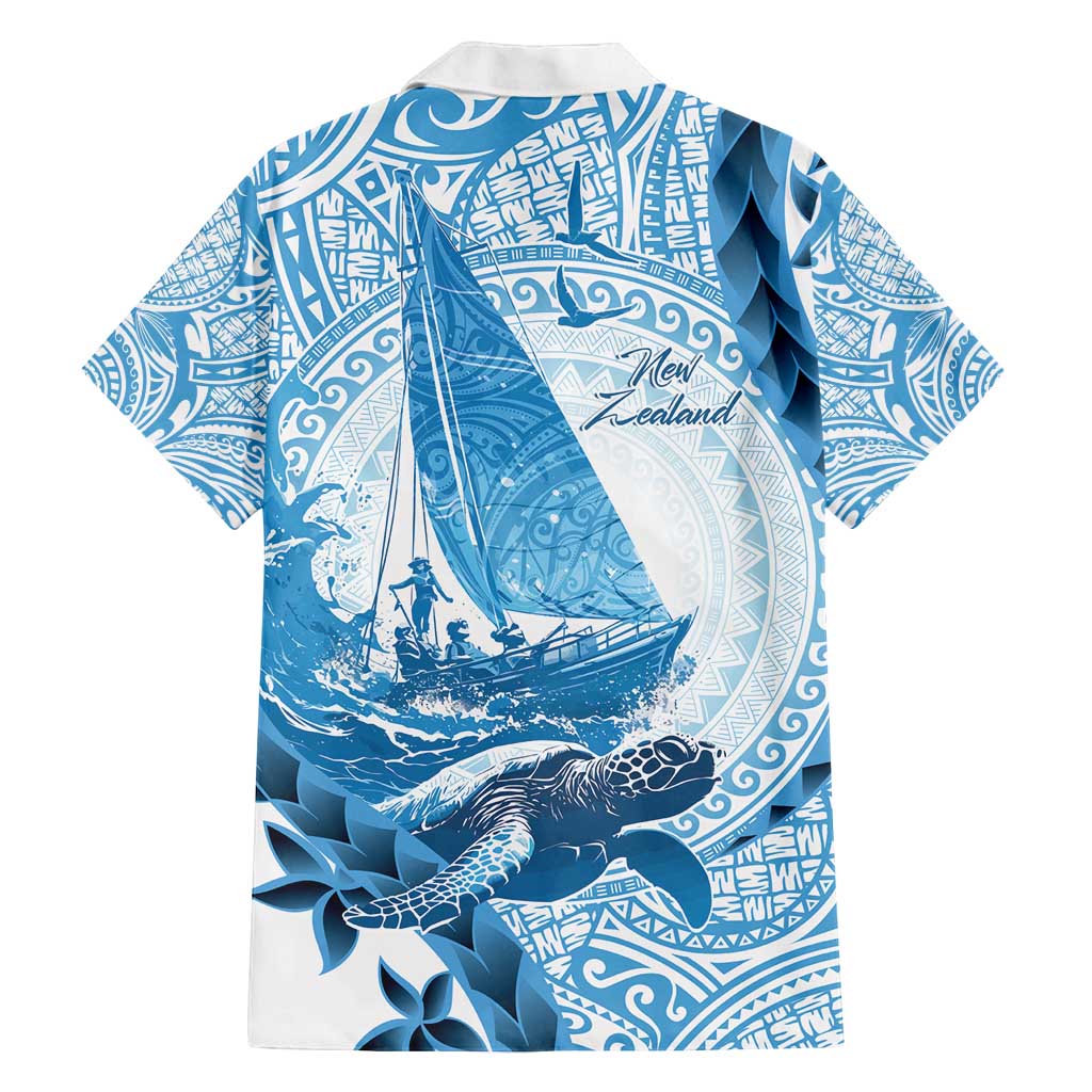 New Zealand Sailing Family Matching Off Shoulder Short Dress and Hawaiian Shirt Aotearoa Yacht Racing - Born To Sail LT14 - Polynesian Pride