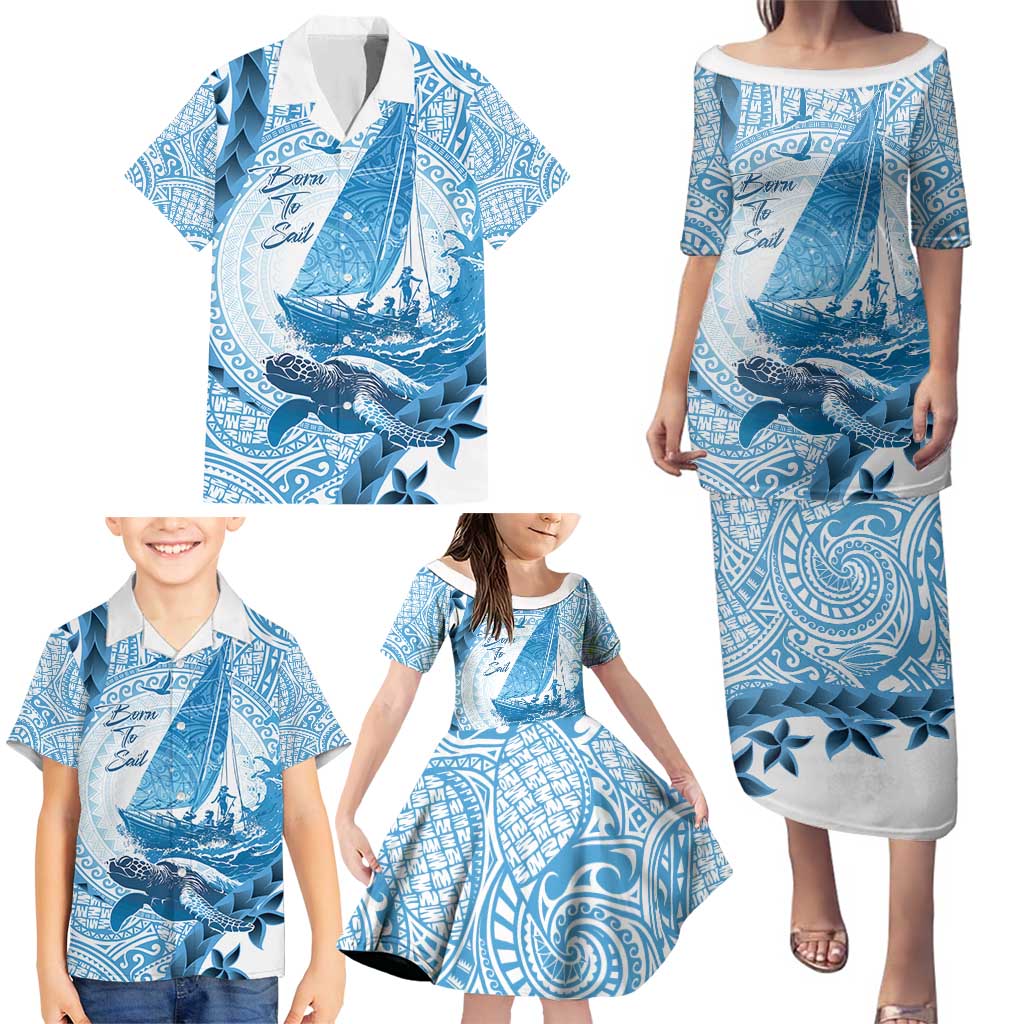 New Zealand Sailing Family Matching Puletasi and Hawaiian Shirt Aotearoa Yacht Racing - Born To Sail LT14 - Polynesian Pride