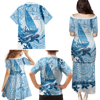 New Zealand Sailing Family Matching Puletasi and Hawaiian Shirt Aotearoa Yacht Racing - Born To Sail LT14 - Polynesian Pride