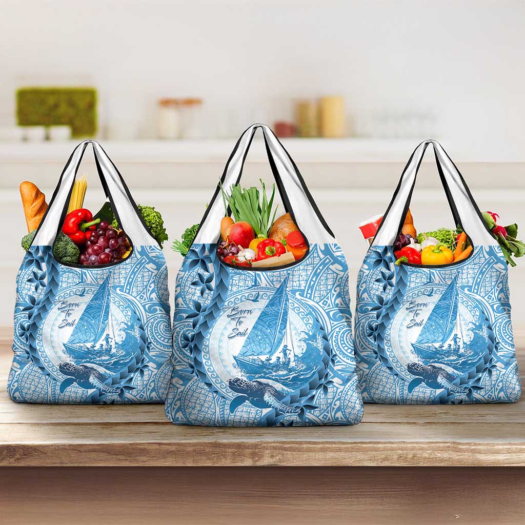 New Zealand Saling Grocery Bag Aotearoa Yacht Racing - Born To Sail LT14 3-pack One Size Blue - Polynesian Pride