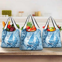 New Zealand Saling Grocery Bag Aotearoa Yacht Racing - Born To Sail LT14 3-pack One Size Blue - Polynesian Pride