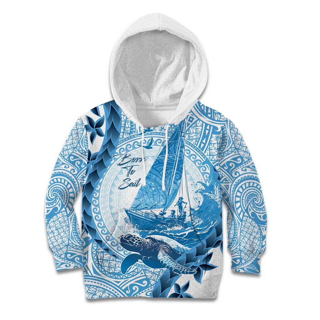 New Zealand Sailing Kid Hoodie Aotearoa Yacht Racing - Born To Sail LT14 Hoodie Blue - Polynesian Pride