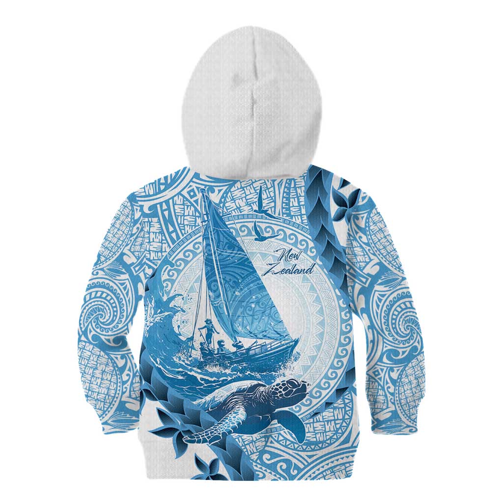 New Zealand Sailing Kid Hoodie Aotearoa Yacht Racing - Born To Sail LT14 - Polynesian Pride