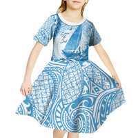 New Zealand Sailing Kid Short Sleeve Dress Aotearoa Yacht Racing - Born To Sail LT14 - Polynesian Pride