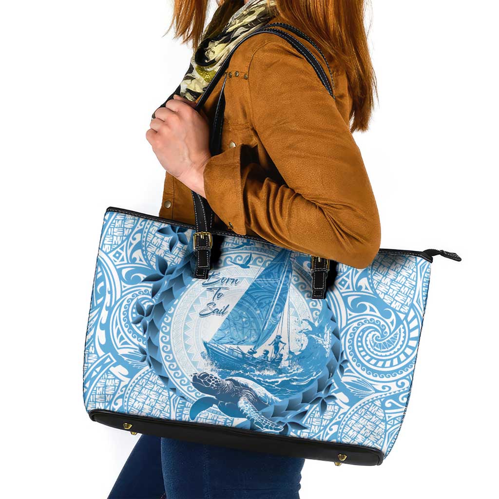 New Zealand Sailing Leather Tote Bag Aotearoa Yacht Racing - Born To Sail LT14 Blue - Polynesian Pride