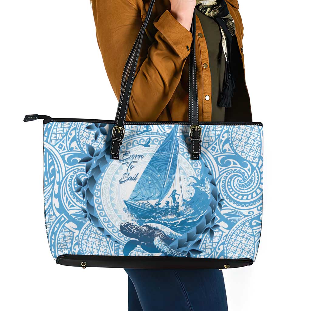 New Zealand Sailing Leather Tote Bag Aotearoa Yacht Racing - Born To Sail LT14 - Polynesian Pride