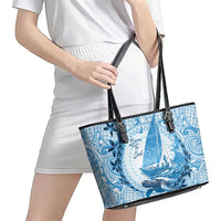 New Zealand Sailing Leather Tote Bag Aotearoa Yacht Racing - Born To Sail LT14 - Polynesian Pride