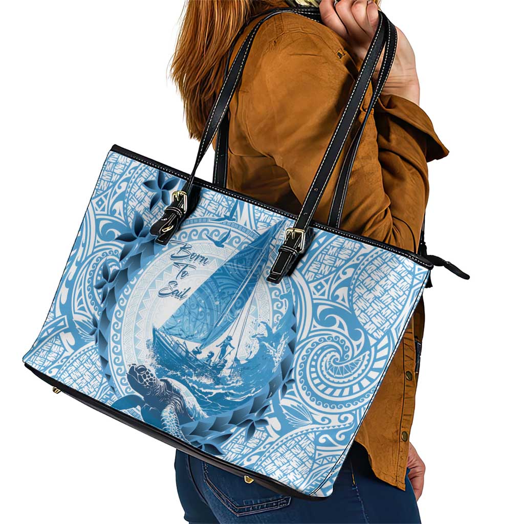 New Zealand Sailing Leather Tote Bag Aotearoa Yacht Racing - Born To Sail LT14 - Polynesian Pride