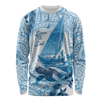 New Zealand Sailing Long Sleeve Shirt Aotearoa Yacht Racing - Born To Sail LT14 Unisex Blue - Polynesian Pride