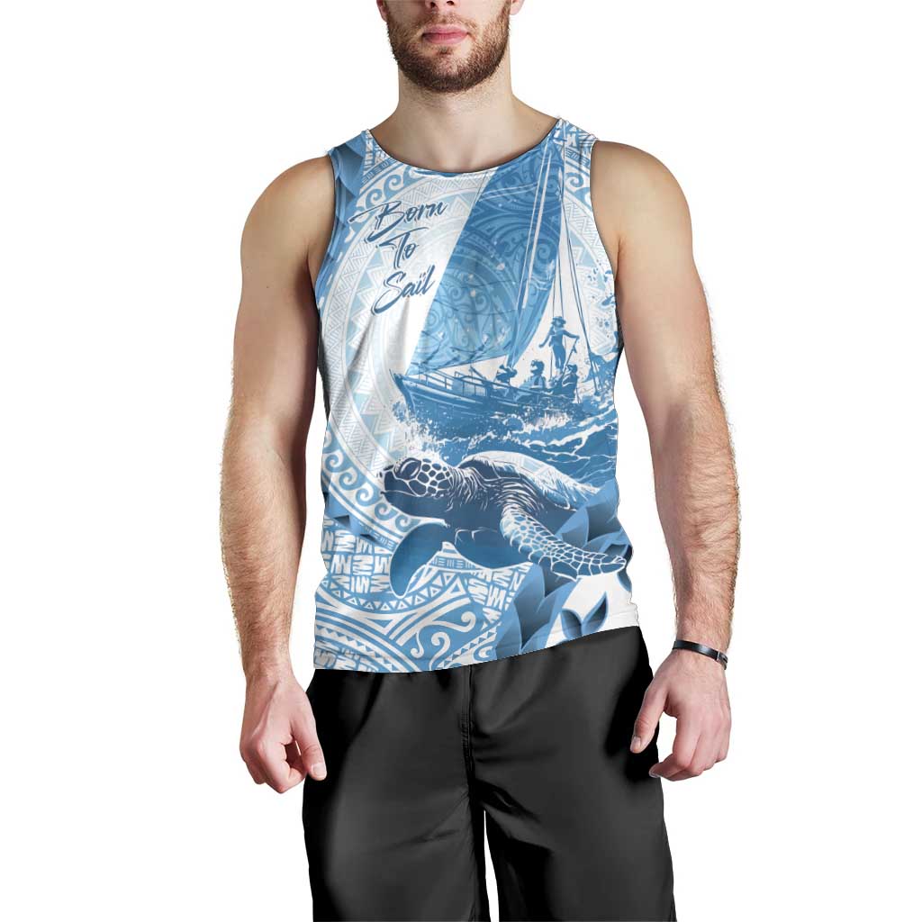 New Zealand Sailing Men Tank Top Aotearoa Yacht Racing - Born To Sail LT14 - Polynesian Pride
