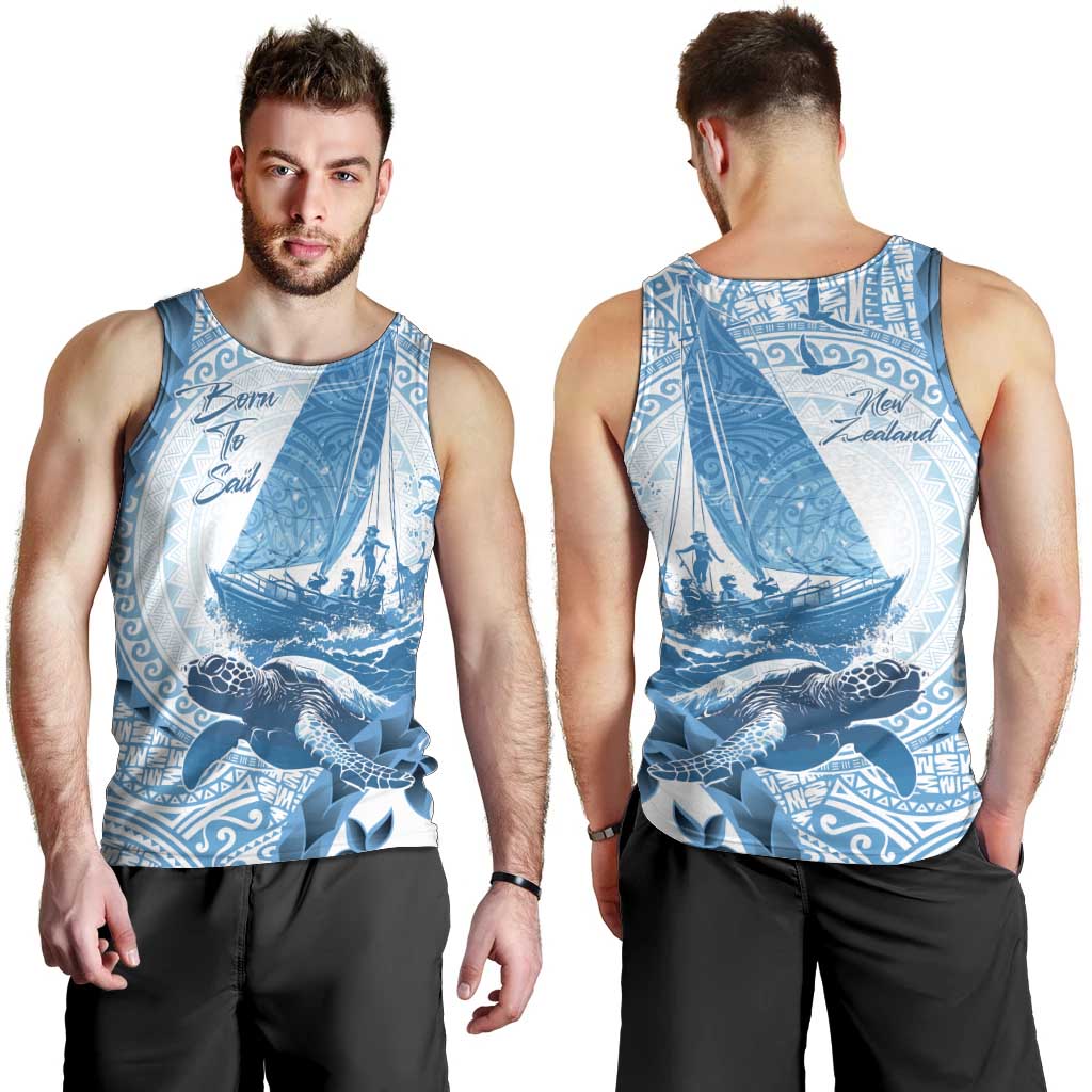 New Zealand Sailing Men Tank Top Aotearoa Yacht Racing - Born To Sail LT14 - Polynesian Pride