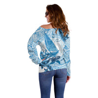 New Zealand Sailing Off Shoulder Sweater Aotearoa Yacht Racing - Born To Sail LT14 - Polynesian Pride