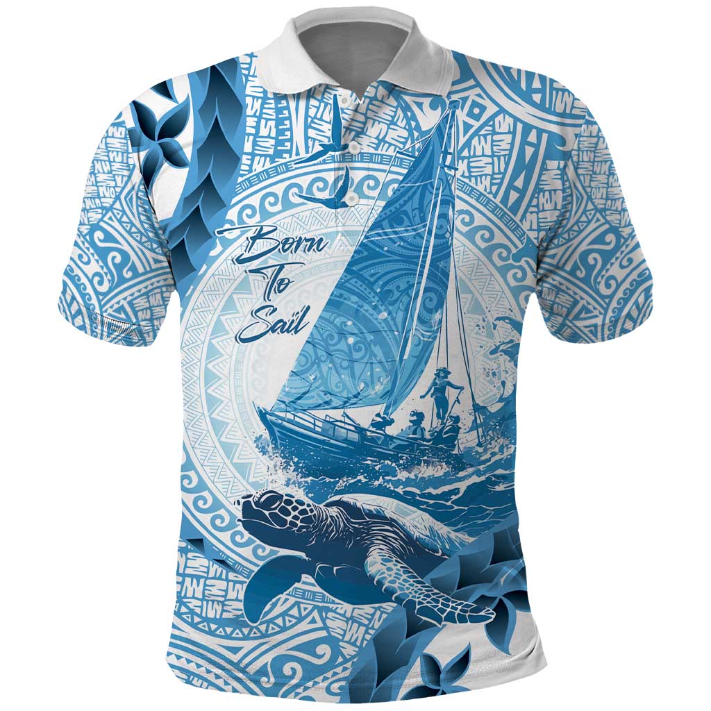 New Zealand Sailing Polo Shirt Aotearoa Yacht Racing - Born To Sail LT14 Blue - Polynesian Pride