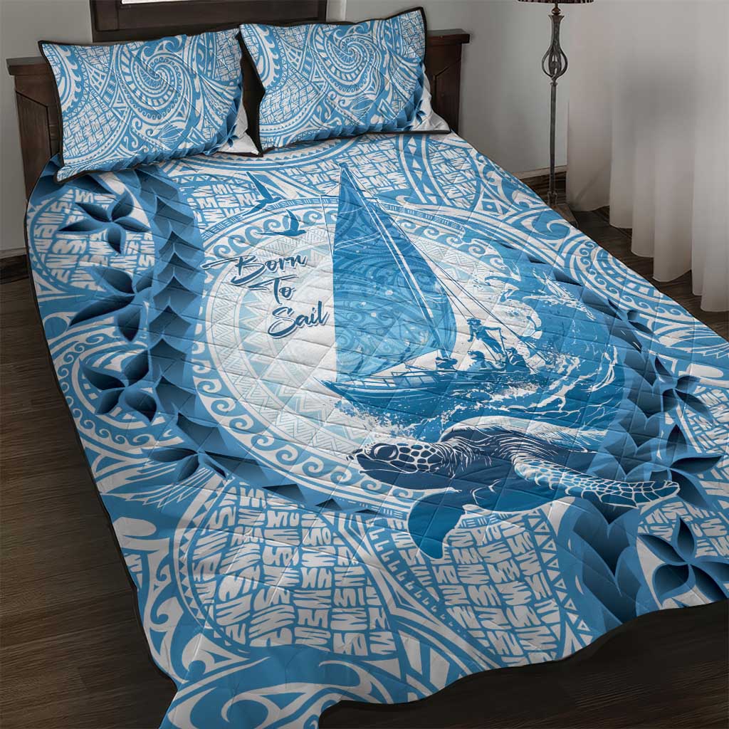 New Zealand Sailing Quilt Bed Set Aotearoa Yacht Racing - Born To Sail LT14 Blue - Polynesian Pride