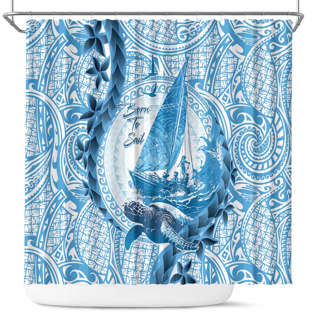 New Zealand Sailing Shower Curtain Aotearoa Yacht Racing - Born To Sail LT14 Blue - Polynesian Pride