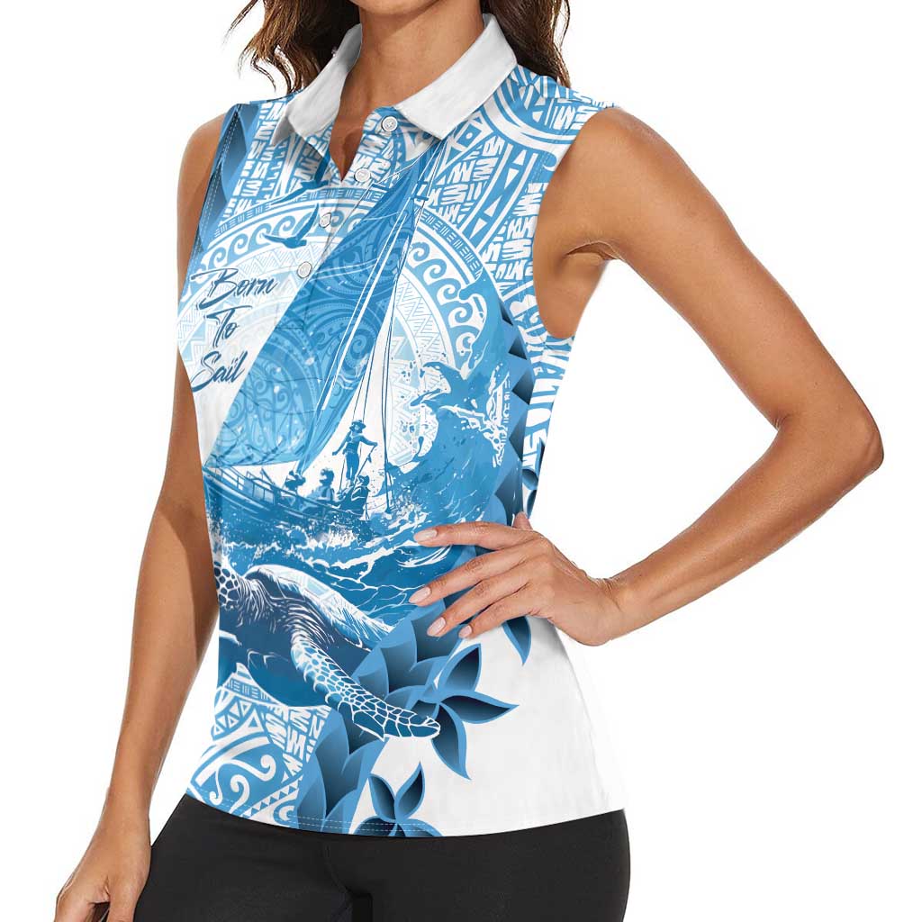New Zealand Sailing Women Sleeveless Polo Shirt Aotearoa Yacht Racing - Born To Sail LT14 - Polynesian Pride