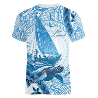 New Zealand Sailing Women V-Neck T-Shirt Aotearoa Yacht Racing - Born To Sail LT14 - Polynesian Pride