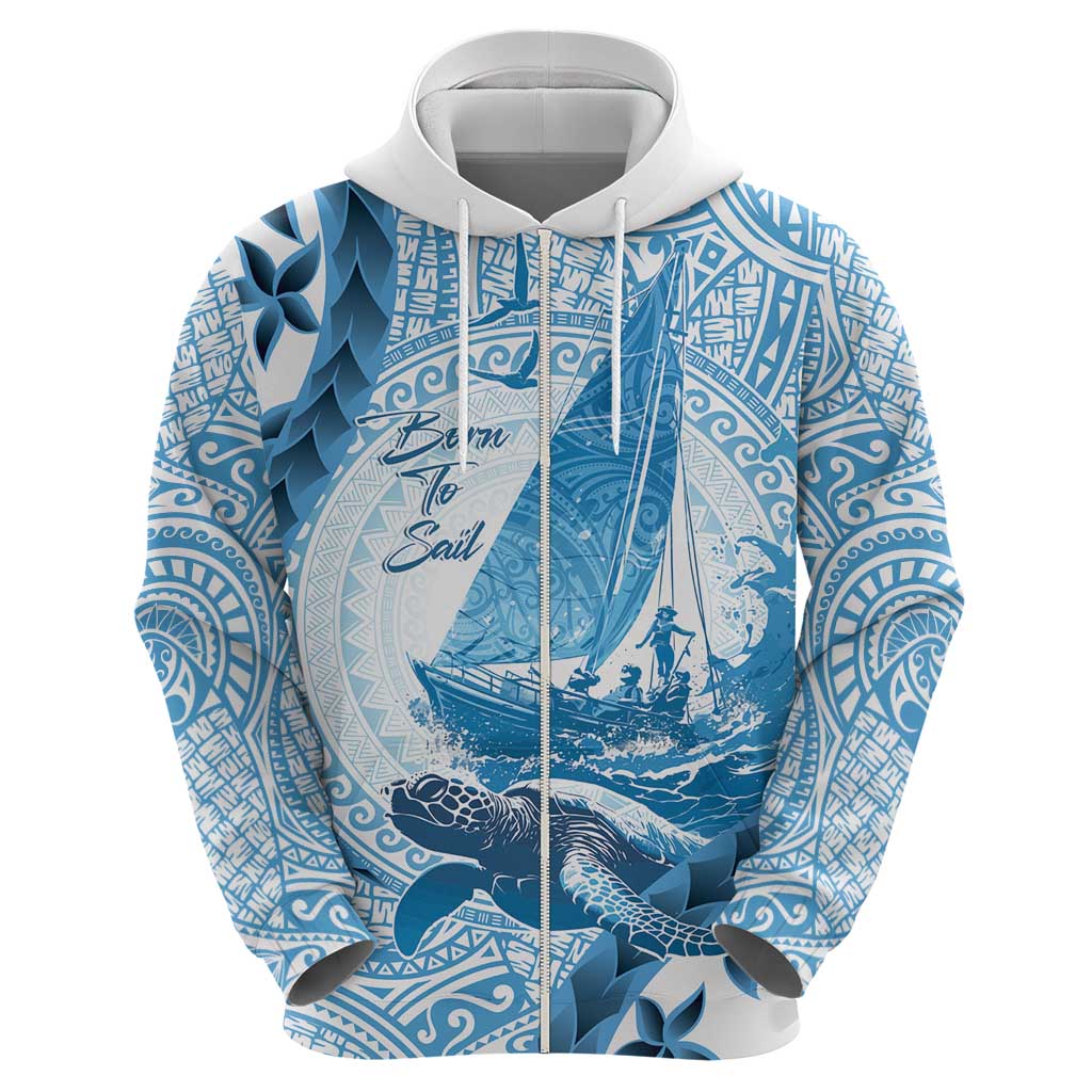 New Zealand Sailing Zip Hoodie Aotearoa Yacht Racing - Born To Sail LT14 - Polynesian Pride