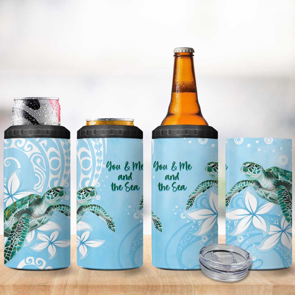 Personalised Polynesia Valentine's Day 4 in 1 Can Cooler Tumbler SeaTurtle Couple Polynesian - Fairy Sparkles Color LT14 - Polynesian Pride